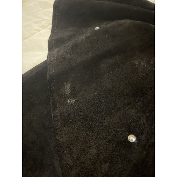 Lillie Rubin Black Genuine Suede Dress M Vintage 90s Bustier Peplum Rhinestone - Picture 11 of 13